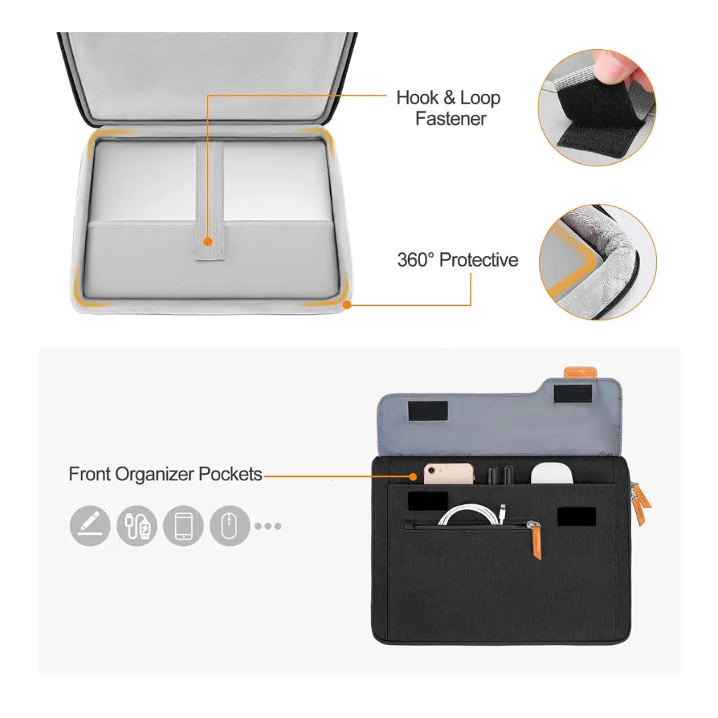 Funda case Mosiso 360 laptop 13.3 14.0" - Negro